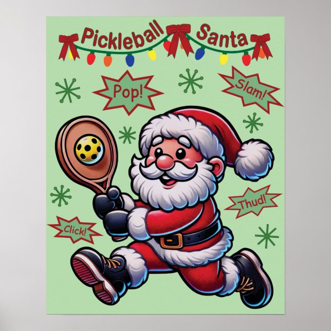 Pickleball Santa Claus Weihnachten Poster (Vorne)
