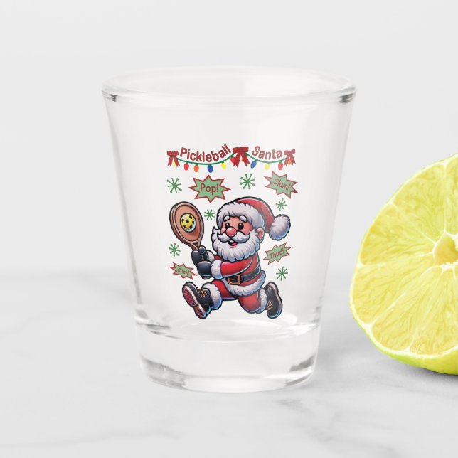 Pickleball Santa Claus Weihnachten Schnapsglas (Vorderseite)