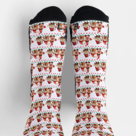 Pickleball Santa Gnomes Funny Retro Weihnachten Socken