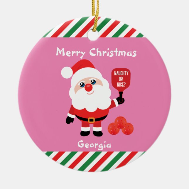 Pickleball 🎅 Santa Keramik Keramik Ornament (Vorne)
