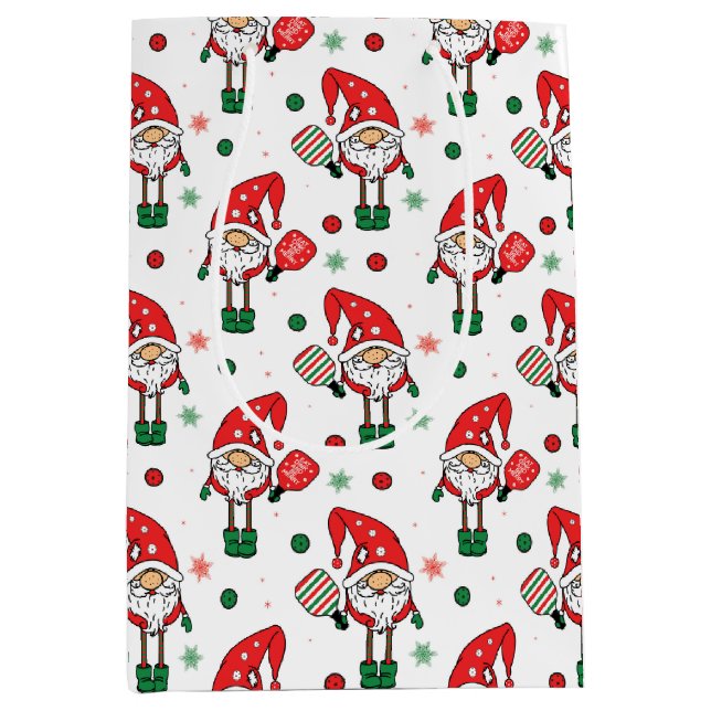 Pickleball Santa Mittlere Geschenktüte (Vorderseite)
