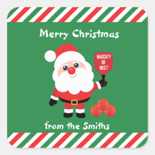 Pickleball 🎅 Santa Quadratischer Aufkleber