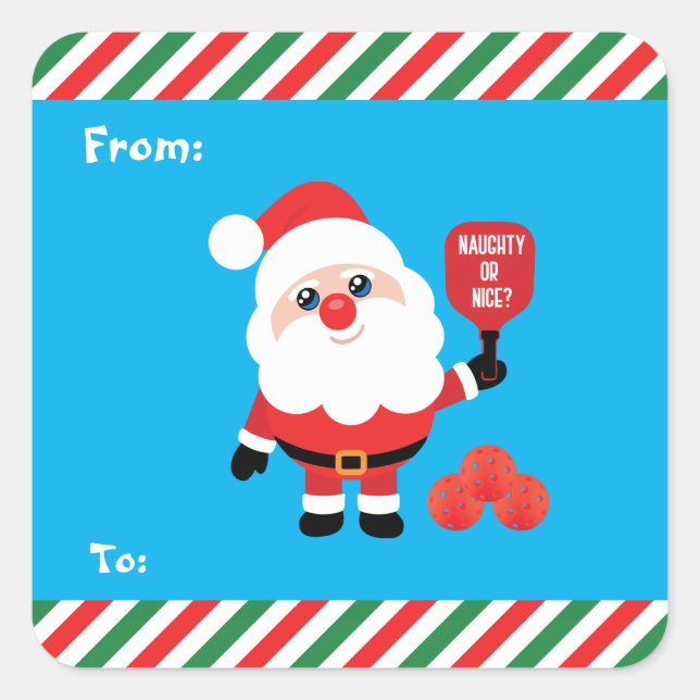 Pickleball 🎅 Santa Square Aufkleber (Vorderseite)