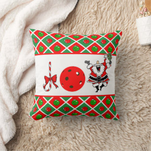 Pickleball Santa Weihnachtsfreude Ornamente Rot Gr Kissen