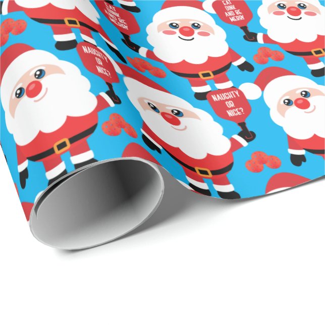 Pickleball Santa Wrapping Paper Geschenkpapier (Rolleneckpunkt)
