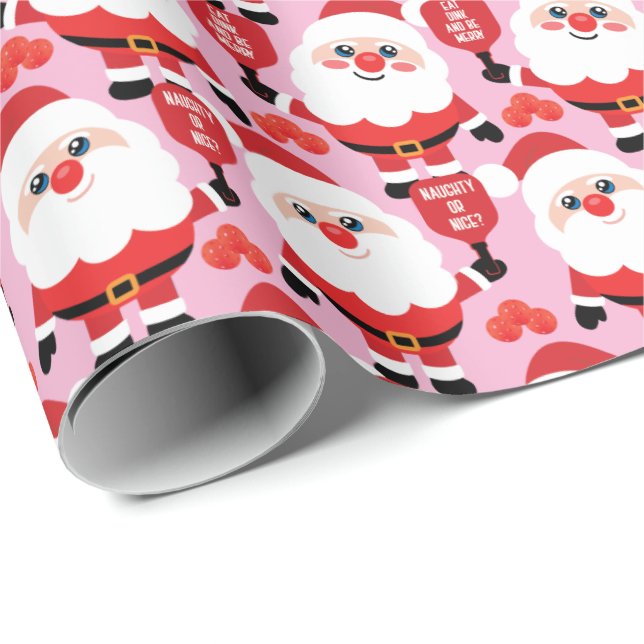 Pickleball Santa Wrapping Paper Geschenkpapier (Rolleneckpunkt)