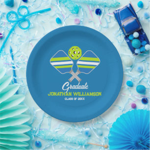 Pickleball-Schläger Ball Blau Grün Party  Pappteller