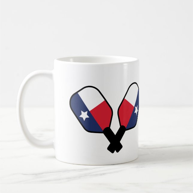 Pickleball-Schläger mit Texas-Flagge-Kaffeetasse Kaffeetasse (Links)