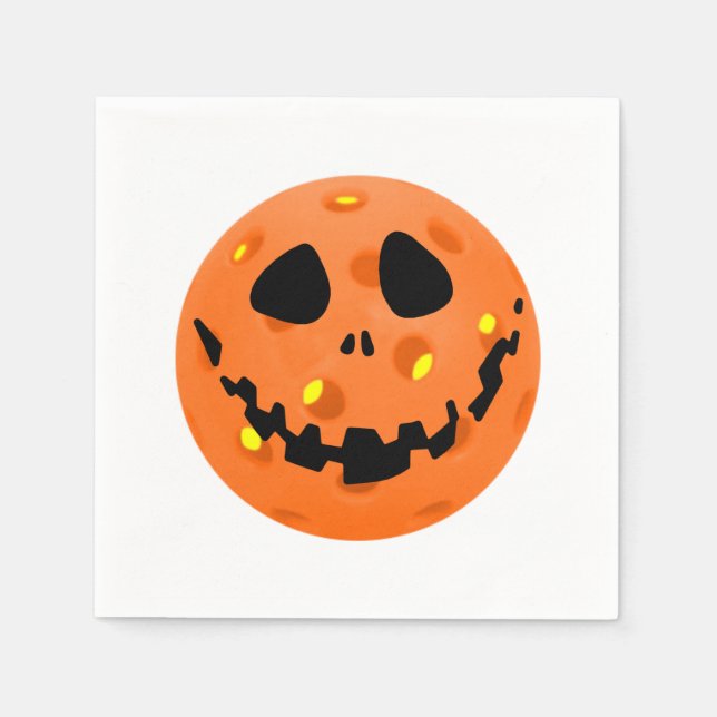 Pickleball Skeleton Jack-o''Lantern Halloween Serviette (Vorderseite)
