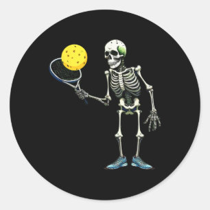 Pickleball Skeleton T-Shirt Halloween Kostüm Pickl Runder Aufkleber