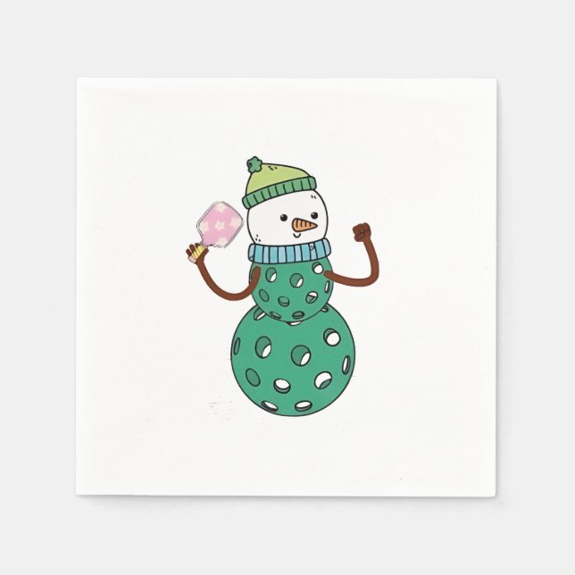 Pickleball Snowman Funny Christmas Serviette (Vorderseite)
