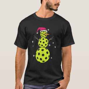 Pickleball Snowman Santa Claus Snowman Holidays T-Shirt