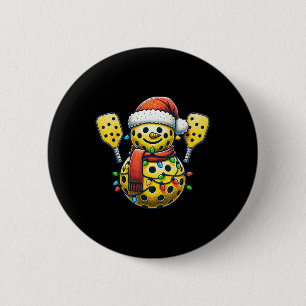 Pickleball Snowman Weihnachtsmannmütze Lights Chri Button