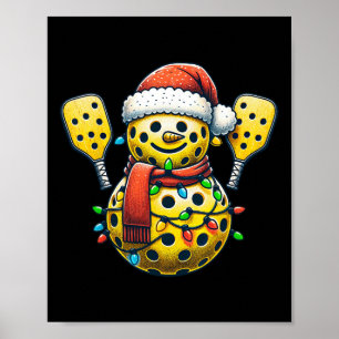 Pickleball Snowman Weihnachtsmannmütze Lights Chri Poster