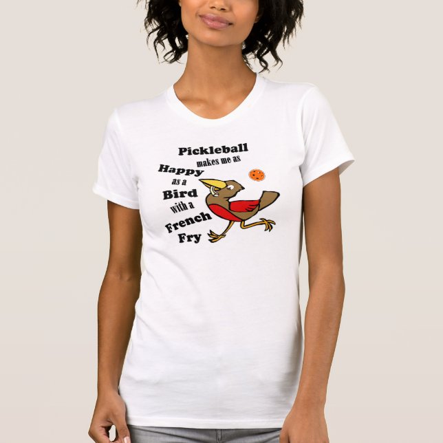 Pickleball - so glücklich wie ein Vogel mit franzö T-Shirt (Vorderseite)