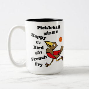 Pickleball - so glücklich wie ein Vogel mit franzö Zweifarbige Tasse