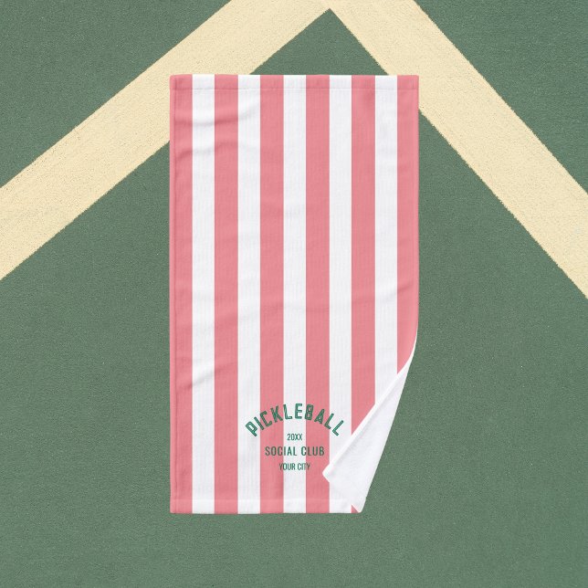 Pickleball Social Club Pink Cabana Strip Handtuch (Von Creator hochgeladen)