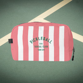 Pickleball Social Club Pink Strip Monogramm Waschbeutel