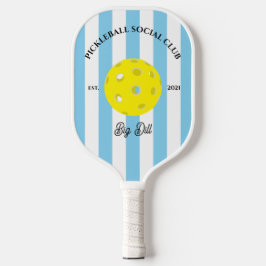 Pickleball Social Club Streifen Personalisiert Blu Schläger