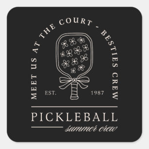Pickleball Sommerbegehren Mädchen Crew Freunden Sq Quadratischer Aufkleber