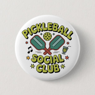 Pickleball-Sozialclub Retro-Design für Spieler Button