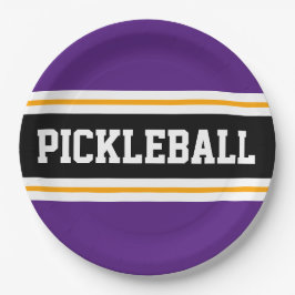 PICKLEBALL Spaß athletisch Lila schwarze Streifen Pappteller