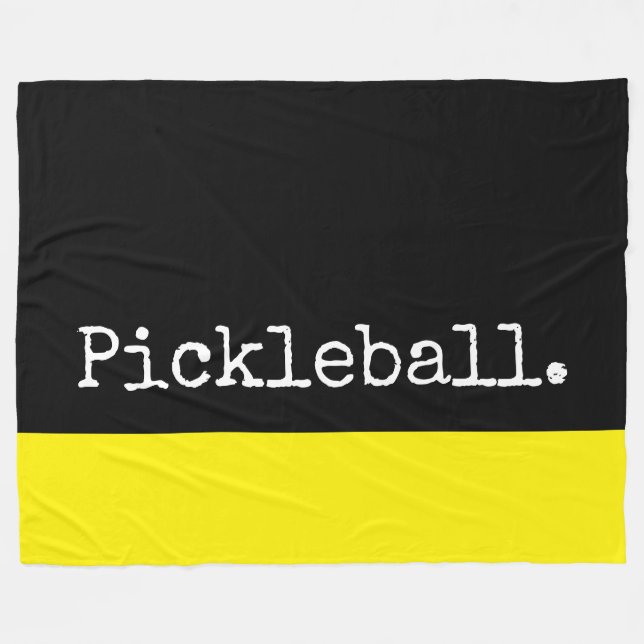 PICKLEBALL Spaß Schwarz, lebhafter, gelber Farbblo Fleecedecke (Vorderseite (Horizontal))