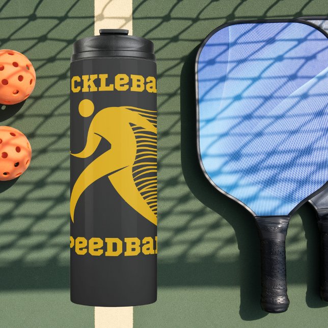 Pickleball Speedball-Spieler mit Geschwindigkeit Thermosbecher (Von Creator hochgeladen)