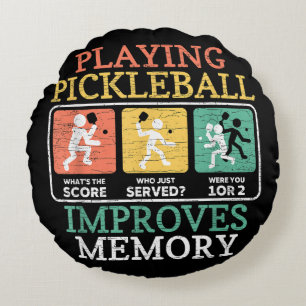 Pickleball-Spielen verbessert das Gedächtnis Rundes Kissen
