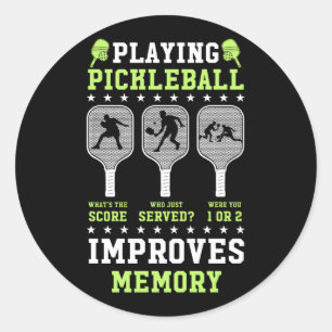 Pickleball spielen verbessert Memory Pickle Ball S Runder Aufkleber