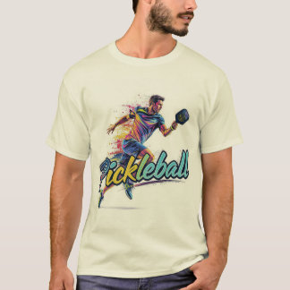 Pickleball spielender Mann in Bewegung T-Shirt
