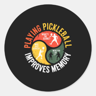 Pickleball spielender Spieler Erinnerung Humor Ret Runder Aufkleber