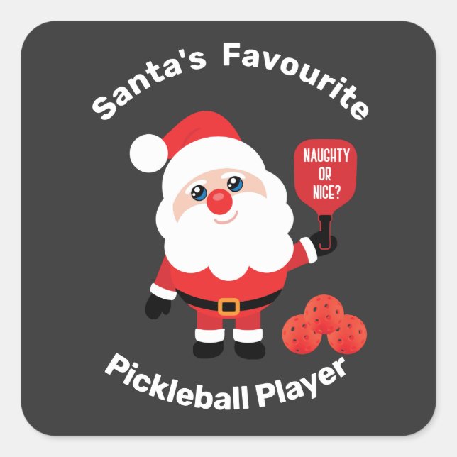 🎅 Pickleball-Spieler des Weihnachtsmanns Quadratischer Aufkleber (Vorderseite)