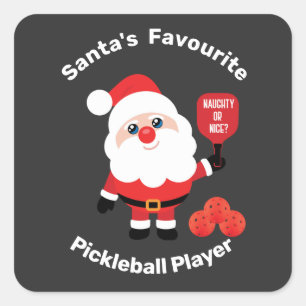 🎅 Pickleball-Spieler des Weihnachtsmanns Quadratischer Aufkleber