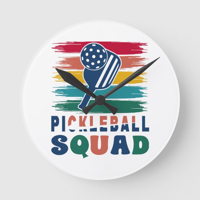 Pickleball Spieler Geschenkidee Runde Wanduhr (Vorderseite)