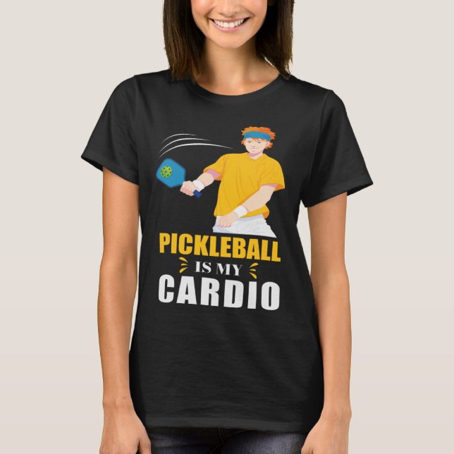 Pickleball-Spieler mit Pickleball-Paddel lo T-Shirt (Vorderseite)