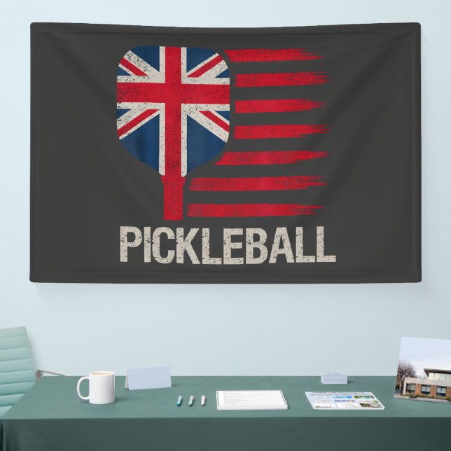 Pickleball-Spieler-Paddle-UK-Flagge  Banner (Messe)