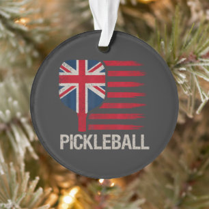 Pickleball-Spieler-Paddle-UK-Flagge  Ornament