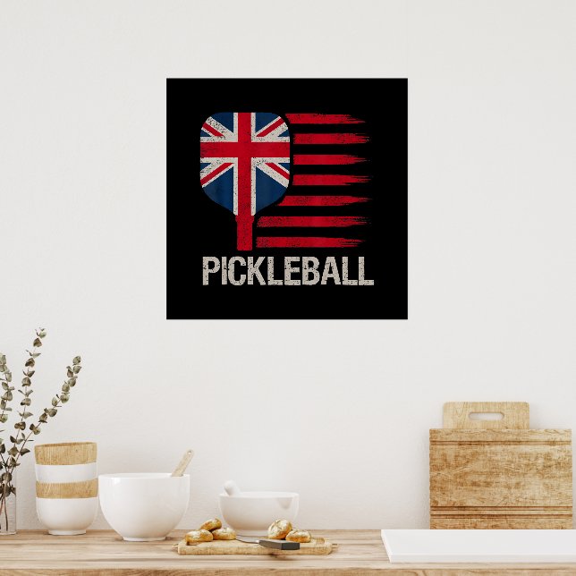 Pickleball-Spieler-Paddle-UK-Flagge  Poster (Küche)