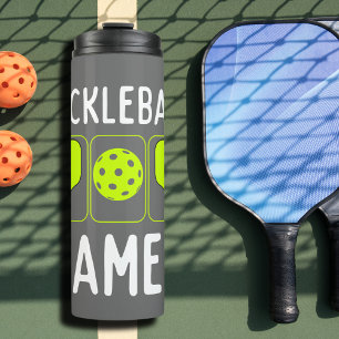 Pickleball-Spieler-Paddles und Ball Thermosbecher