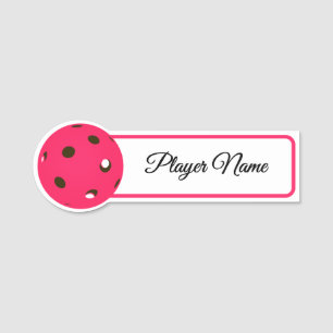 Pickleball-Spieler Pink Picklebälle Personalisiert Namensschild