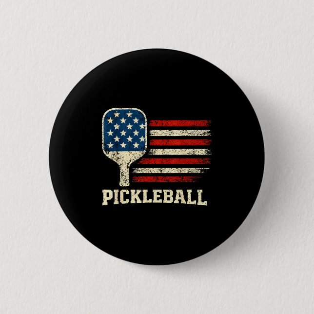 Pickleball-Spieler US-Flagge amerikanischer Paddle Button (Vorderseite)