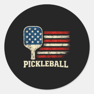 Pickleball-Spieler US-Flagge amerikanischer Paddle Runder Aufkleber