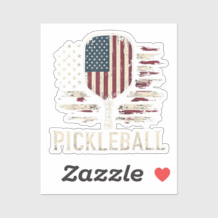 Pickleball-Spieler US-Flagge Retro-Paddleball Aufkleber