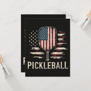 Pickleball-Spieler US-Flagge Retro-Paddleball Karte