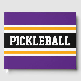 PICKLEBALL Sportliche Lila Black Racing Streifen Gästebuch