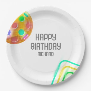 Pickleball Sports Neon Thema Diskothek Party Pappteller