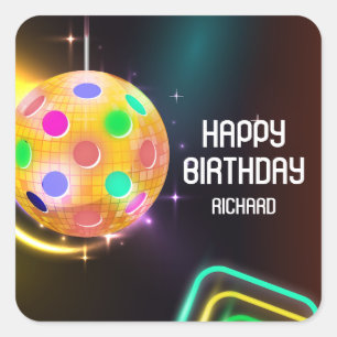 Pickleball Sports Neon Thema Diskothek Party Quadratischer Aufkleber