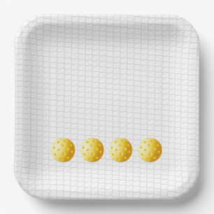 PICKLEBALL Sports Net Gelbe Balls Fun Game Pappteller