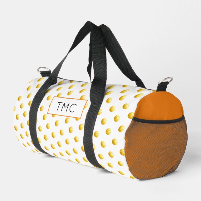 Pickleball Sports Yellow Balls INITIALS Reisen Spa Duffle Bag (Rechte Ecke)